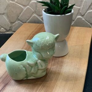 VINTAGE | Small Blue Green Lamb Planter